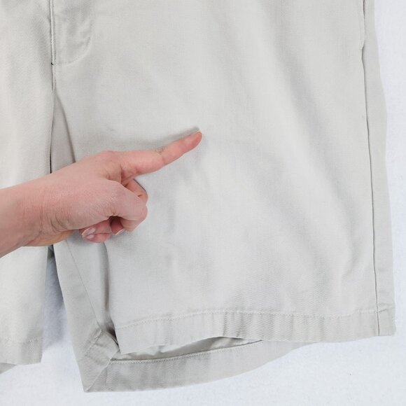 Eddie Bauer Shorts Men 40 Off White Cream Flat Front Chino Cotton Classic Casual - Picture 6 of 16